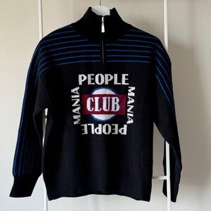 Sandro Intarsia Half Zip Sweater / Size 1